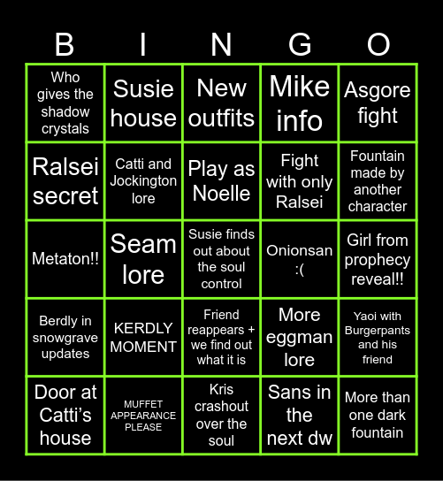 DELTARUNE Bingo Card