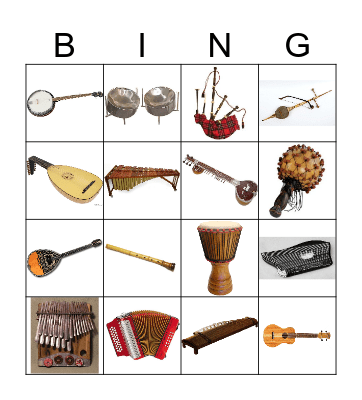 World Instruments Bingo Card