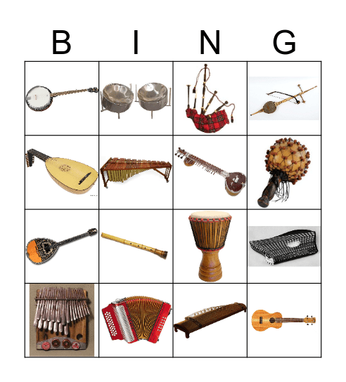 World Instruments Bingo Card