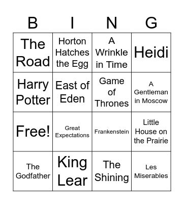 Literary Daddies Bingo Card