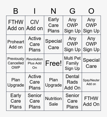 OWP Bingo Card