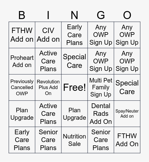 OWP Bingo Card