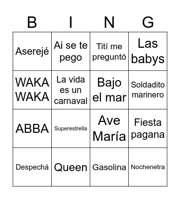 Bingo musical Bingo Card