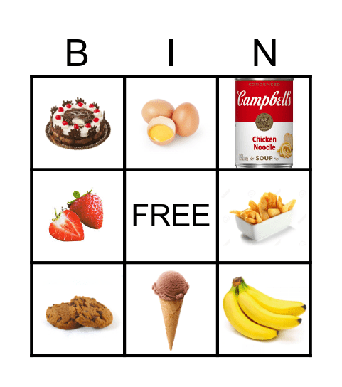 Food Bingo Card