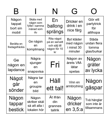 Fest Bingo Card