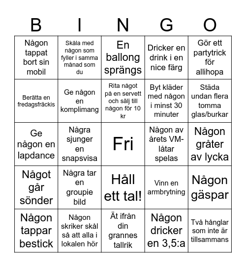 Fest Bingo Card