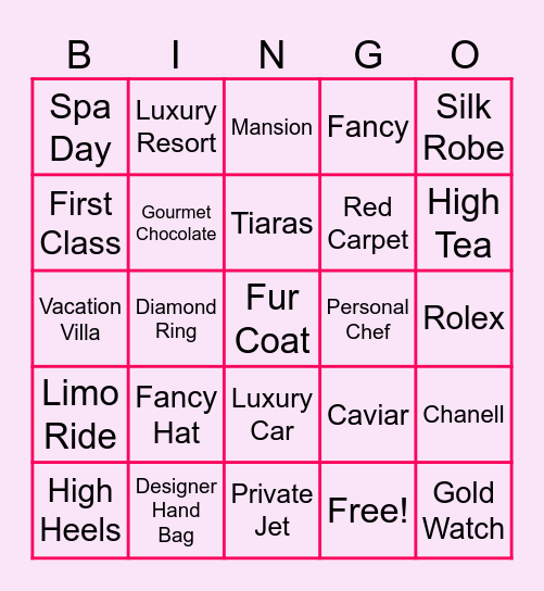 Bad & Boujee Bingo Card
