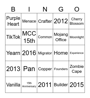 Hypixel Cape Hunt Bingo Card