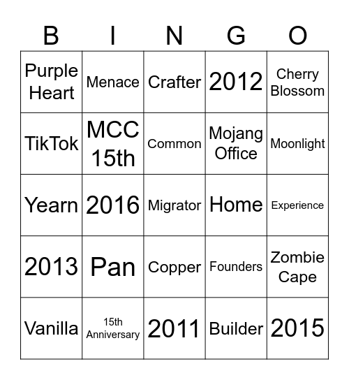 Hypixel Cape Hunt Bingo Card
