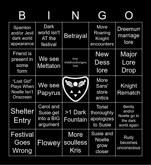 Deltarune Chapter 5 Bingo Card