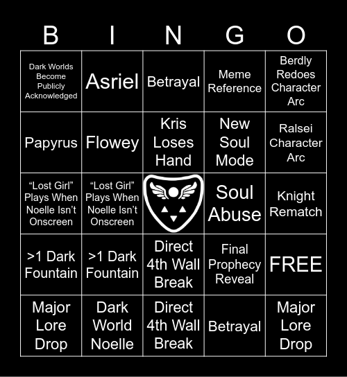 Deltarune Chapter 5 Bingo Card