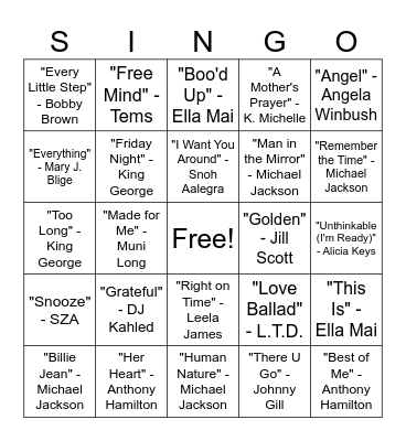 Singo Bingo Card