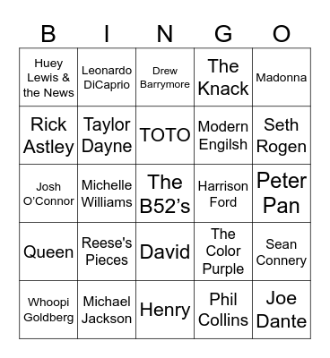 Spielberg Bingo Card
