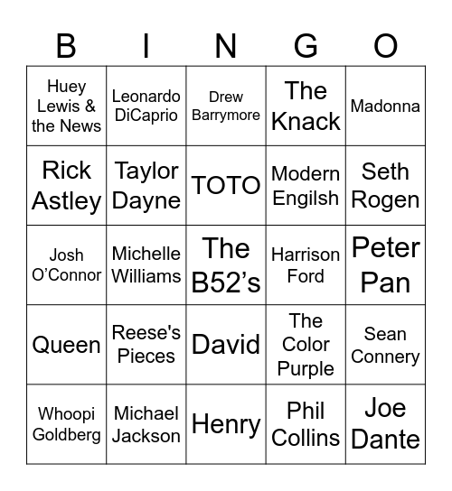 Spielberg Bingo Card
