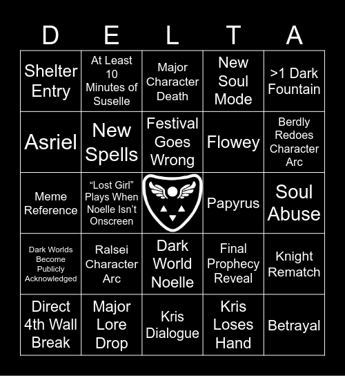 Deltarune Chapter 5 Bingo Card