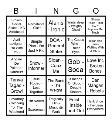 Public Service Music Bingo 2026 Bingo Card