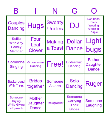 Wedding Photo BINGO Card