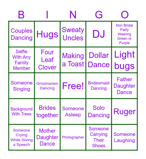 Wedding Photo BINGO Card
