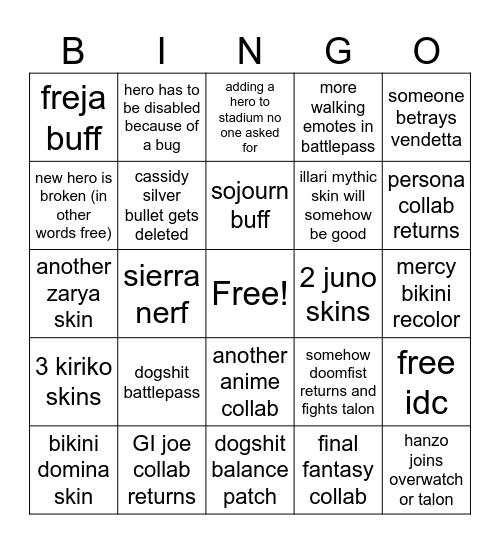 overwatch season 3 Bingo Card