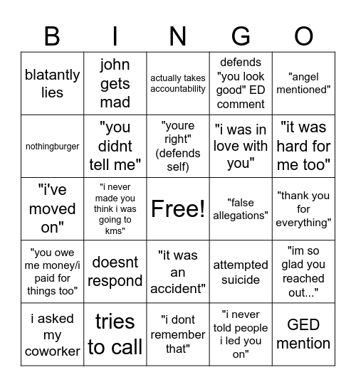 john response Bingo Card