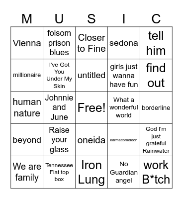 music bingo - MEPAP March 2026 Bingo Card