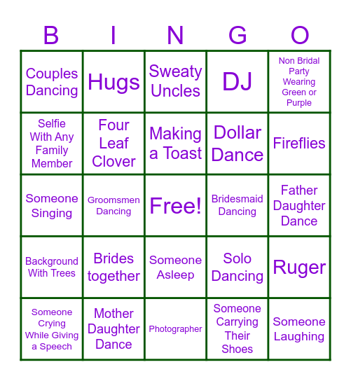 Wedding Photo BINGO Card