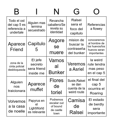 Capitulo 5 Teorias Ft Kevin Bingo Card