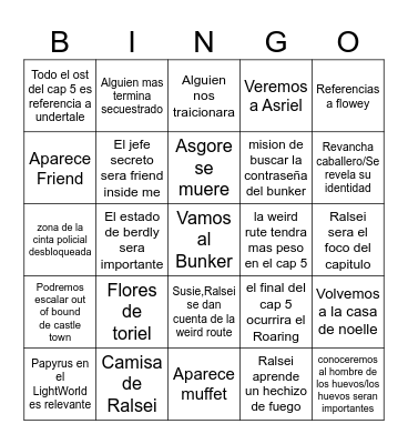 Capitulo 5 Teorias Ft Kevin Bingo Card