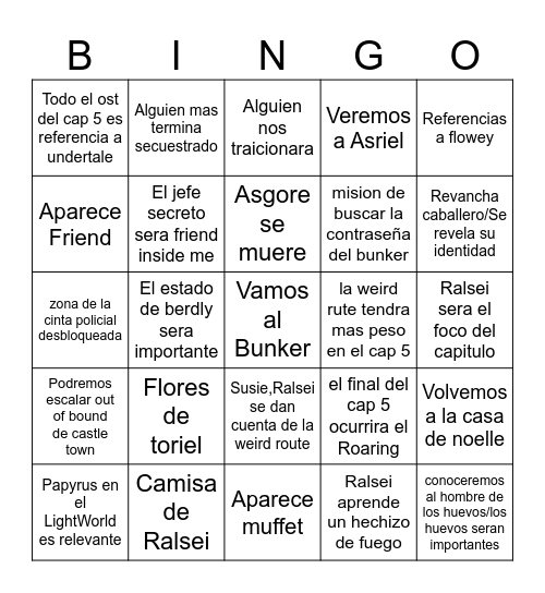 Capitulo 5 Teorias Ft Kevin Bingo Card