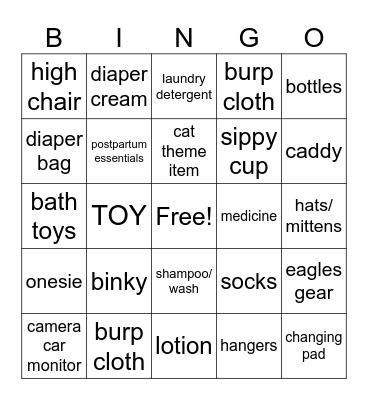 BABY SHOWER GIFT BING Bingo Card