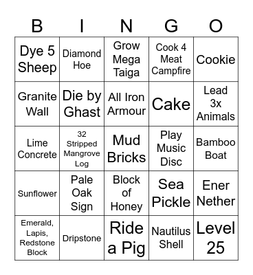 MINECRAFT BINGO 9.0 Bingo Card