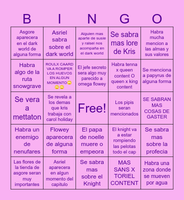 DELTARUNE 5 BINGO Card