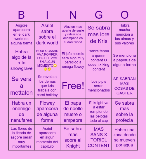 DELTARUNE 5 BINGO Card