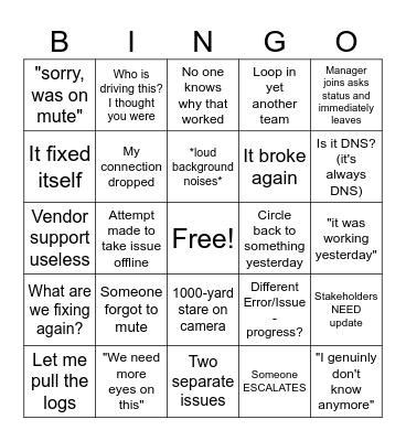 Tech Bridge Bingo! Bingo Card