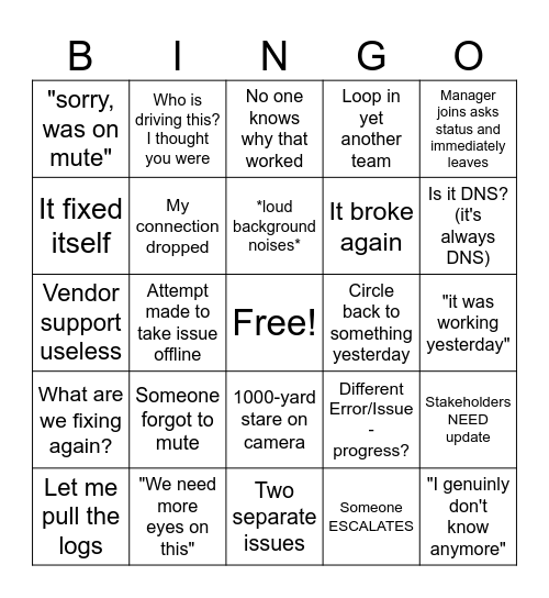 Tech Bridge Bingo! Bingo Card