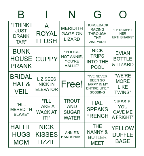 THE PARENT TRAP BACH Bingo Card