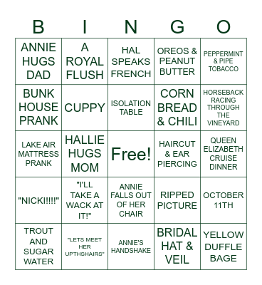THE PARENT TRAP BACH Bingo Card
