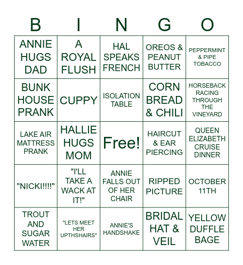 THE PARENT TRAP BACH Bingo Card
