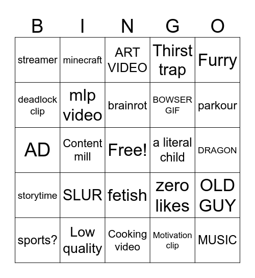 IG REELS Bingo Card