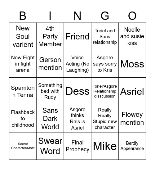 DELTARUNE Bingo Card