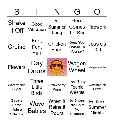 Songs of Summer! Bingo Card