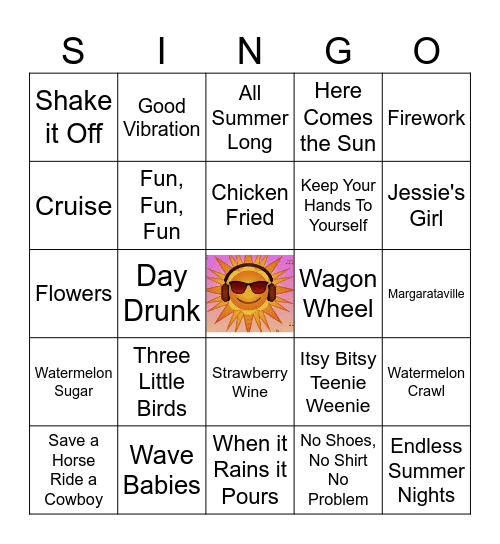Songs of Summer! Bingo Card