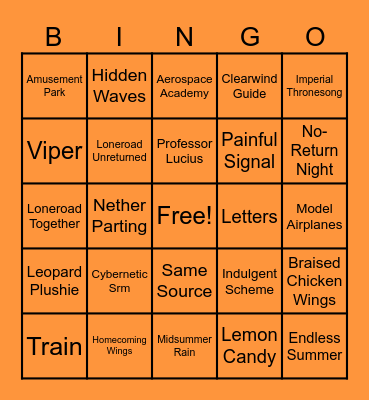 Caleb Birthday Bingo Card