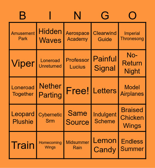 Caleb Birthday Bingo Card