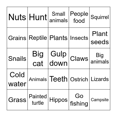 Go Wild! Bingo Card