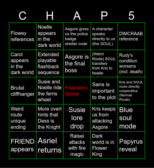 DELTARUNE Bingo Card