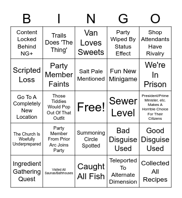 Trails Beyond The Horizon Bingo Card