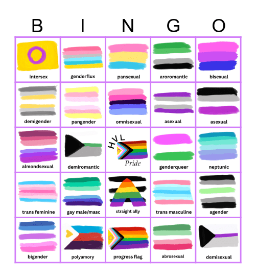 Pride Flags Bingo Card