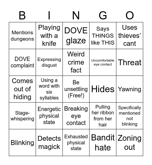 MILL-IE BINGO Card