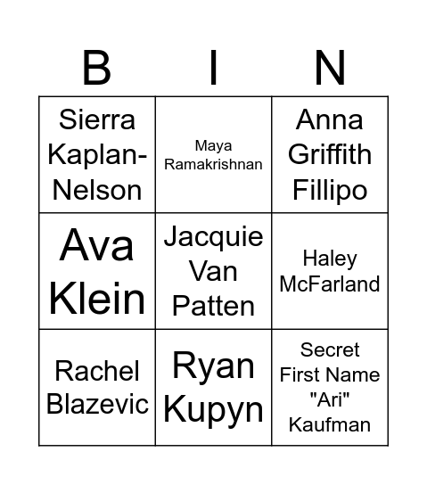 2012 Garfield Shirt Bingo Card